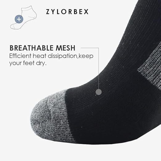 10 Pairs Mens Ankle Athletic Socks, Cushioned Arch Support Sport Running Gym Socks, Shoe Size 6-12