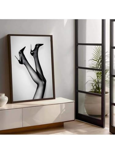 Tableau jambes en talons hauts noirs de style minimaliste : décoration murale moderne 60x80
