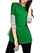 Allegra K Women's 3/4 Sleeves Striped Panel Dolphin Hem Tunic Top Green XL