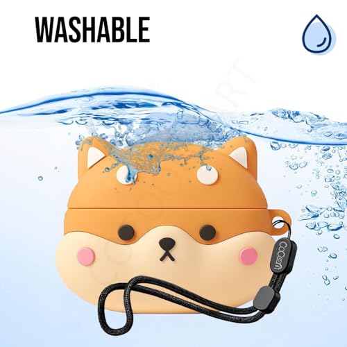 Image of Cartoon Silicone Case Cover Compatible for OnePlus Nord Buds 4 Pro (Shiba + Lanyard)
