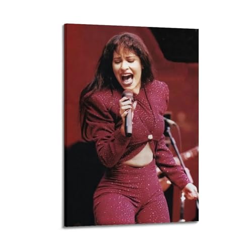 Póster estético de Selena Quintanilla para pared, lienzo vintage, pintura decorativa para sala de estar, dormitorio, decoración de 20 x 30 cm, estilo marco