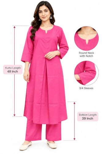Image of idaLia Rayon Solid Straight Brown Kurta Set for Women with Palazzo 3 /4 Sleeve, Round V Neck Designer Kurta with Palazzo Pant Set