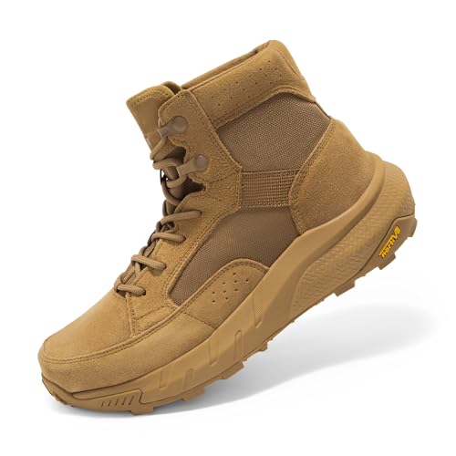 NORTIV 8 Men's Lightweight Casual Work Boots Leather Military Outdoor Hiking Motorcycle Combat Boots Commando2