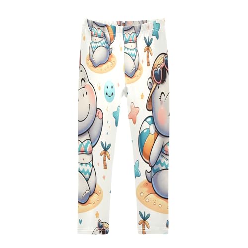 Bolaz Toddler Girls Leggings Printed Yoga Pants Leggings Cute Hippo Girl for Kids