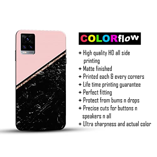 Image of COLORflow Back Cover Compatible with Vivo V20 | Beautiful Black Pink Marble | Designer Printed Hard CASE Bumper Back Cover Compatible with Vivo V20