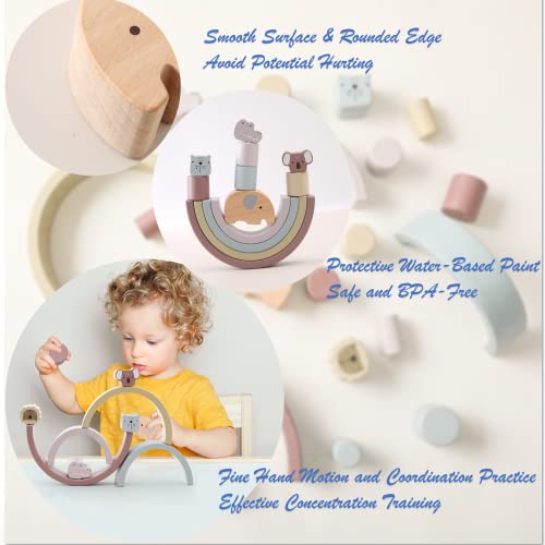 Smartwo Wooden Sorting Stacking Balancing Building Blocks, Educational Preschool Learning Toddler Montessori Toys For Boys & Girls, Best Birthday Gifts For 3-5 Year Old Kids, Family Animal Shape Game #TOP5