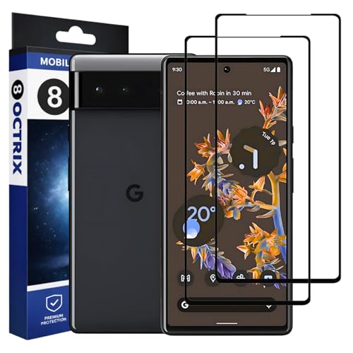Image of Military-Grade Gorilla Tempered Glass Screen Protector for Google Pixel 6 (Black) Pack of 2 | 9H Hardness | Edge-to-Edge Full Coverage | HD Clarity | Scratch & Drop Protection