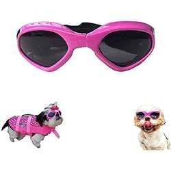 Gafas de Sol para Perros, Perro Gafas para Perros pequeños y medianos Impermeable Plegable Protector Ocular Protección UV Antivaho (Rosa)