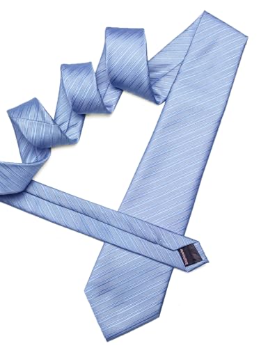 Image of Barry.Wang Solid Striped Tie for Men Silk Necktie Pocket Square Cufflinks Formal Wedding Party Business