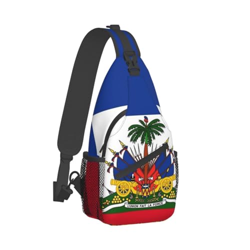 Fashion Haiti Flag Sling Backpack, Multipurpose Haitian Flag Crossbody Shoulder Bag Travel Hiking Daypack for Women Men2