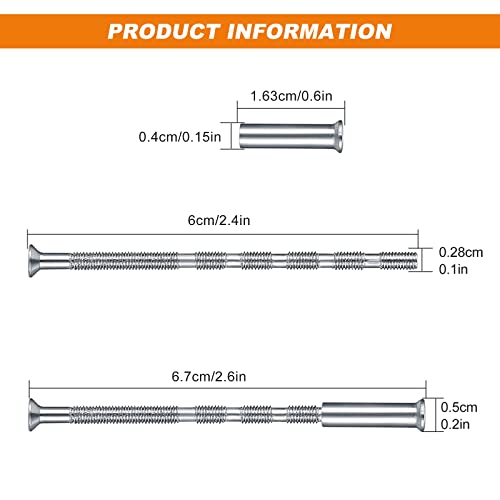 M3 Door Handle Fixing Screws and Sleeves, 30 Sets Door Handle Bolt Through Fixings Nickel Plated Connecting Screw for Doors Cabinet Drawers