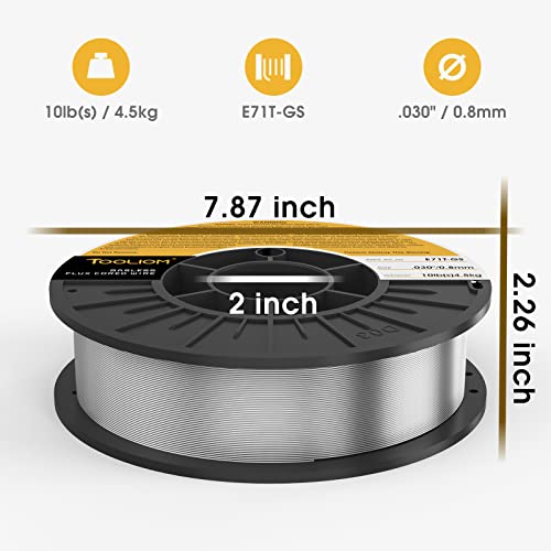Tooliom E71T-Gs .030" Diameter 10-Pound Spool Flux Core Self-Shielded Mig Welding Wire For Carbon Steel #TOP2