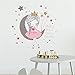ROFARSO Colorful Cute Lovely Wall Stickers for Kids Peel and Stick Removable Wall Decals DIY Decorations Decor for Nursery Baby Girls Bedroom Playroom Living Room (Girl Sitting On The Moon)