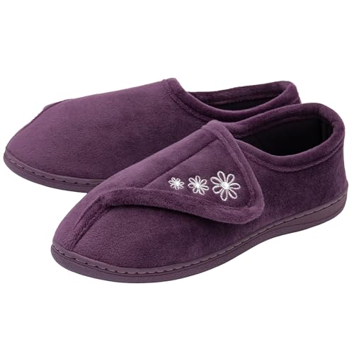 NorthSole Ladies Womens Slippers Slip On Hook & Loop - Purple - UK 4