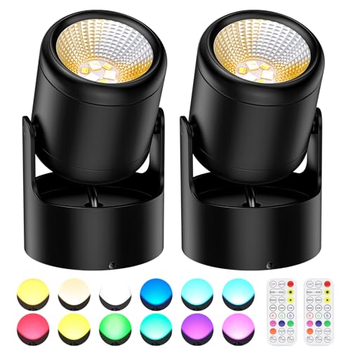 Lenarinter RGB and 3CCT LED Spot Lights Up Lights Indoor 20 Color Changing Dimmable Floor Spotlight Lamp with Remote & Foot Switch Accent Lighting for Plant Home Décor Picture