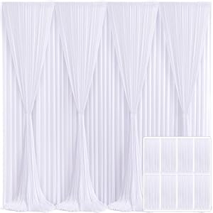 8 Panels White Backdrop Curtain for Parties Wedding Wrinkle Free White Photo Curtains Backdrops Drapes Fabric Decoration for Baby Shower Birthday Party 40ft(W) x 10ft(H)