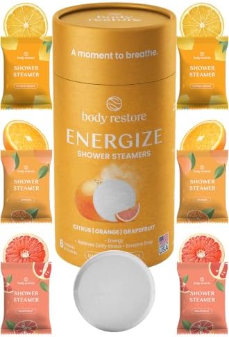 Body Restore Shower Steamers Aromatherapy 6 Pack – Fathers Day Gift for Dad, Birthday Gifts for Men, Relaxation Stress Relief Self Care – Premium Citrus Essential Oil Tablets