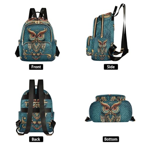 Image of ALAZA Owl Print Boho Ethnic Mini Backpack Purse for Women Travel Bag Fashion Daypack Back Pack Shoulder Bag
