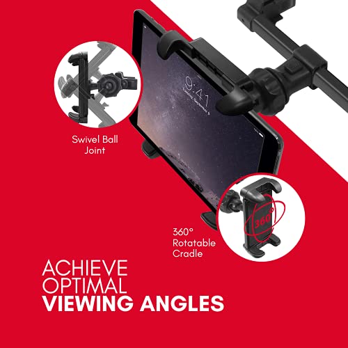 Macally Car Headrest Mount - Road Trip Essentials for Kids - Back Seat Tablet Holder for Car, Compatible with iPad Pro/Air/Mini, Nintendo Switch, Phones with Dual Positions and 360° Rotation - Image 5
