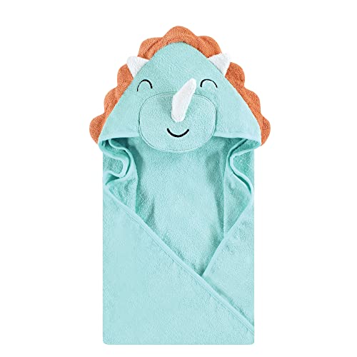 Image of Hudson Baby Unisex Baby Cotton Animal Face Hooded Towel, Triceratops, One Size