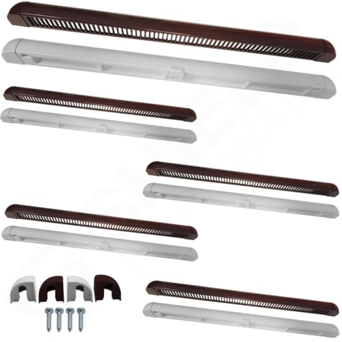 Image of 5 x Window Trickle Vents - Reduces Condensation, Damp & Steam - Complete Replacement Kit for uPVC, Wood & AluminiumBrown - White 400mm Pack of 5