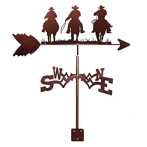 Varaka Three Cowboy Figurine Weather Vane Metal Weathervane With Anti-Rust Coating Practical Wind Direction Indicator Farm Scene Home Outdoor Garden Crafts Ornament #TOP12