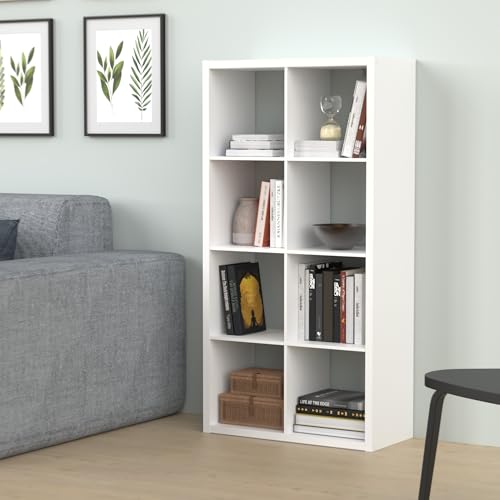 Image of ClosetMaid 4583 Heavy Duty Decorative Bookcase Open Back 8-Cube Storage Organizer in White with Hardware for Closet, Office, or Toys, 57.95 inch H x 29.84 inch W