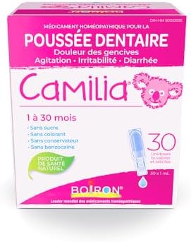 Boiron Camilia Baby Teething Medicine, 30 unit-doses. Camilia used for pain, restlessness, irritability and diarrhea due to teething. Benzocaine-Free and Preservative-Free ,No Sugar, No Dye. 1 to 30 months Day and night use — view 2