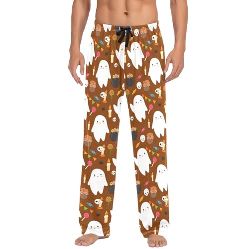 Spirits and Candles Men's Cotton Pajama Pants with Pockets and Drawstring Comfortable and Stylish,S2