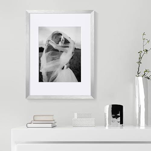 Image of upsimples 12x16 Picture Frame, Display Pictures 8.5x11 with Mat or 12 x 16 Without, Wall Hanging Poster Frames, Silver, 1 Pack