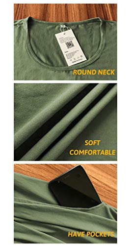 Image of AUSELILY Womens Long Sleeve Maxi Dress Casual Empire Waist with Pockets