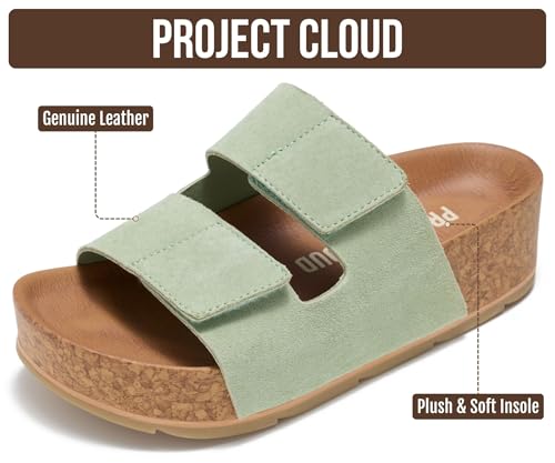 Image of Project Cloud 100% Genuine Leather Platform Sandals Women Footwear-Beach Essentials Summer Wedges with Plush and Soft Insole-Non Slip & Lightweight Wedge Sandals For Women 2026