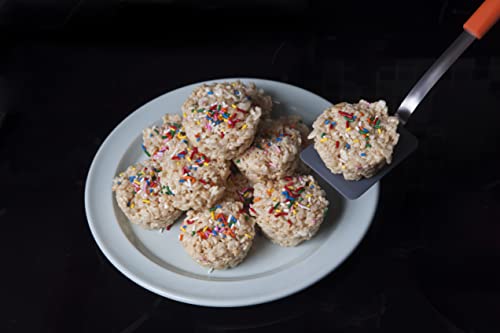 Image of Mobi Flexible Silicone /Stainless Steel Dessert Turner /Spatula | Slim flexible silicone head lifts brownies, cakes, and delicate desserts; 18 /10 stainless steel shank with TPR grip handle.