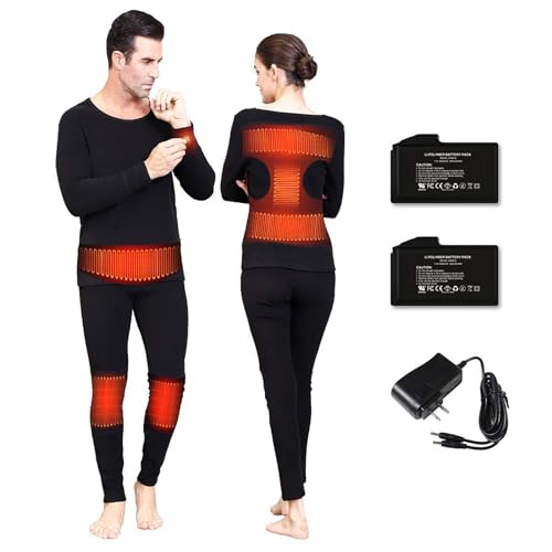 LONHEO Heated Thermal Underwear Set for Men Women Electric Pants for Cold Winter Clothing Long Johns for Sports