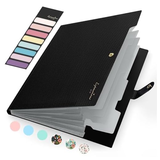 Sooez Cute Folders, 5 Pocket Folder with Labels, Letter Size Expanding File Folder Organizer, Portable Accordion File Folder for Documents, Aesthetic Paper Organizer Folder for School Office
