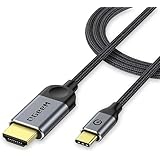 QGeeM USB C - HDMIケーブルアダプター 6フィート 4K USB Type C - HDMI Thunderbolt 3/4 iPhone 15 Pro Max、Galaxy、MacBook Pro/Air、iPad Pro、Surface、Dell XPS、HP、Thinkpad、Pixelbookなどに対応 - 6フィート
