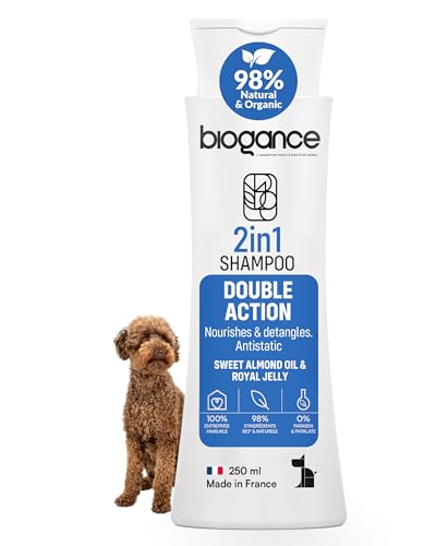 BIOGANCE 2 en 1 | Shampoing pour Chien | Amande Douce & gelée Royale | Nettoie, Hydrate et démêle | 98% d’ingrédients naturels | Tous Types de Poils |...