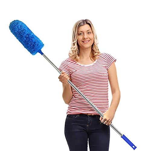Image of DELUX Microfiber Feather Duster Extendable Duster with 100 inches Extra Long Pole, Bendable Head & Long Handle Dusters for Cleaning Ceiling Fan, High Ceiling, Blinds, Furniture & Cars