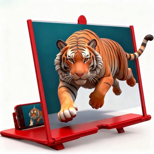 Image of Screen Magnifier Version, 2026 New Screen Magnifier for Cell Phone, Movies, Videos, and Gaming, Amplifier Desktop Magnifying for Seniors Reading (Red, 12 inch)