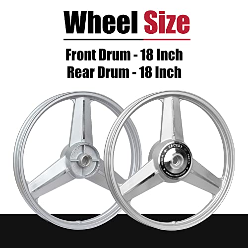 Image of Thump TH-22FG 18 inch Front & 18 inch Rear Tire Alloy Wheel Heavy Duty High Durability Compatible with CD Deluxe Splendor & Passion (Silver & CNC, 2 Pcs)