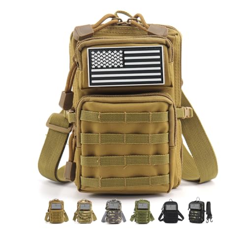Bolsa tática Molle, bolsa de ferramentas EDC, bolsas táticas para telefone, mini bolsas de cintura, bolsa transversal, pacote médico EDC IFAK (castanho)