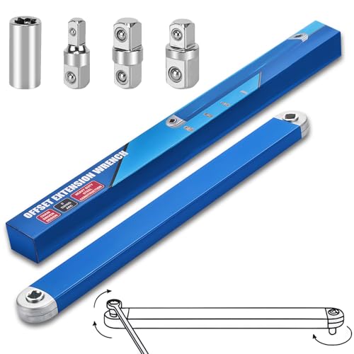 Dirciky Offset Extension Wrench,15 Inch Impact Ready Socket Wrench Extender Tool Set with 1/2', 1/4'...