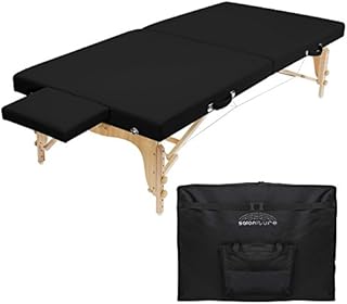 Saloniture Portable Physical Therapy Massage Table - Low to Ground Stretching Treatment Mat Platform - Black