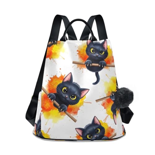 Sac à dos antivol haut de gamme motif yeux de chat et finitions pompon