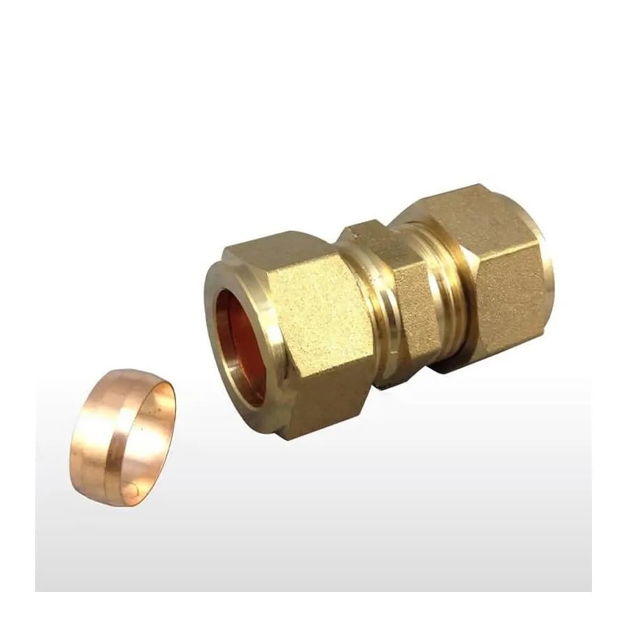 Fit 12mm Tube OD Brass Compression Union Fitting With Copper Ferrule Ring Water Gas Oil