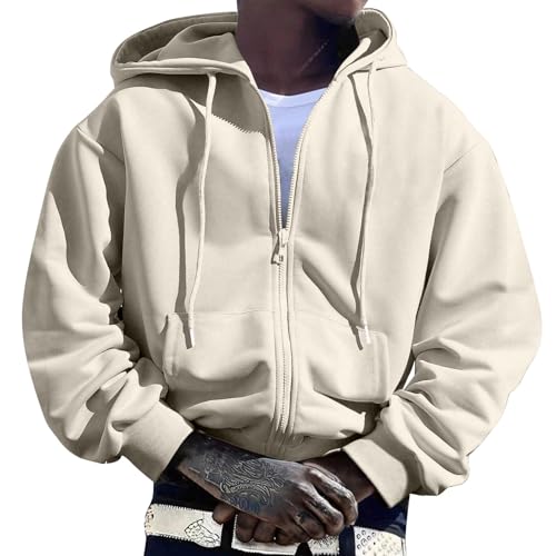Mens Hoodies Casual Hoodie for Men with Zip Pockets Full Zip Long Sleeve Sweatshirt Sports Hooded Jacket