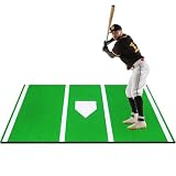 THWTGH 12' x 6' Baseball Hitting Mat, Home Plate Mat with Antislip Rubber Backing, Antifade Batters Box Turf Mat Baseball for Indoor & Outdoor, Batting Cage Mat