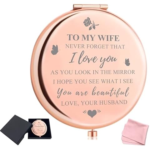 SwirlColor Rose Gold Compact Mirror for Wife Cover