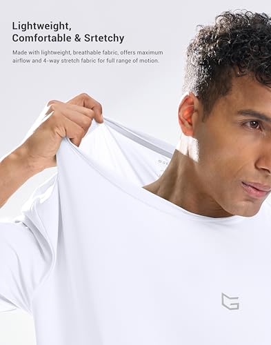 Image of G Gradual Men's Sun Protection Swim Shirt UPF 50+ Rash Guard Short Sleeve Quick Dry Water Hiking Workout Shirts for Men