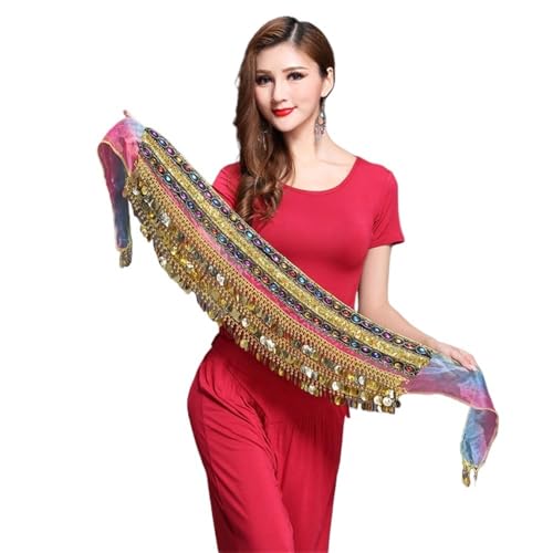 WANGSHAOWEI Dança da barriga fato de dança do ventre roupas cinto de dança Bellydance cintura corrente hip-cachorro feminino menina dança saia dança do ventre (multi)